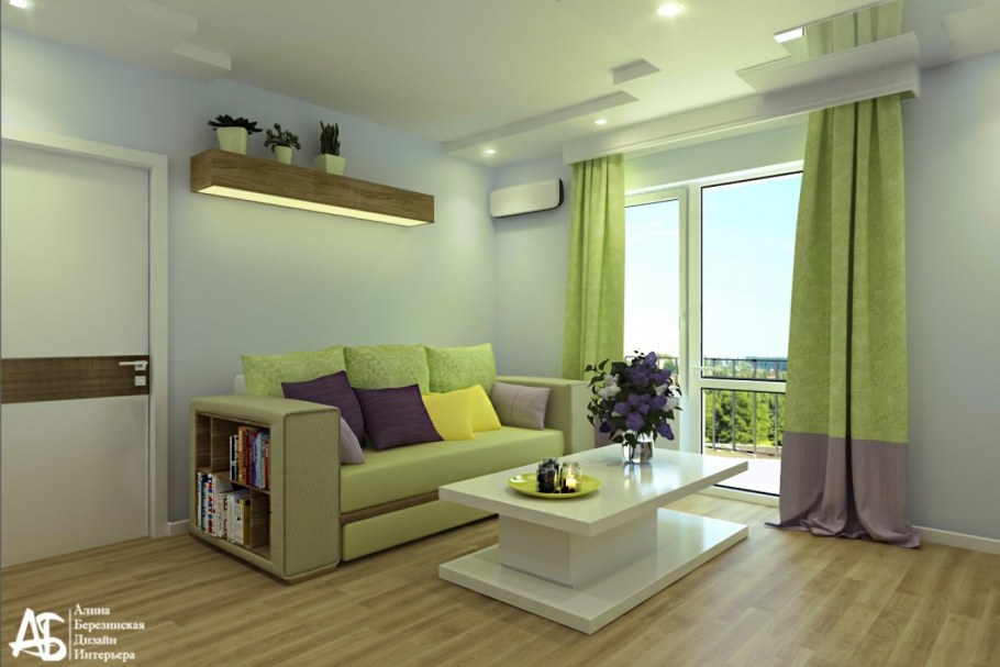 Комната в фисташковом цвете