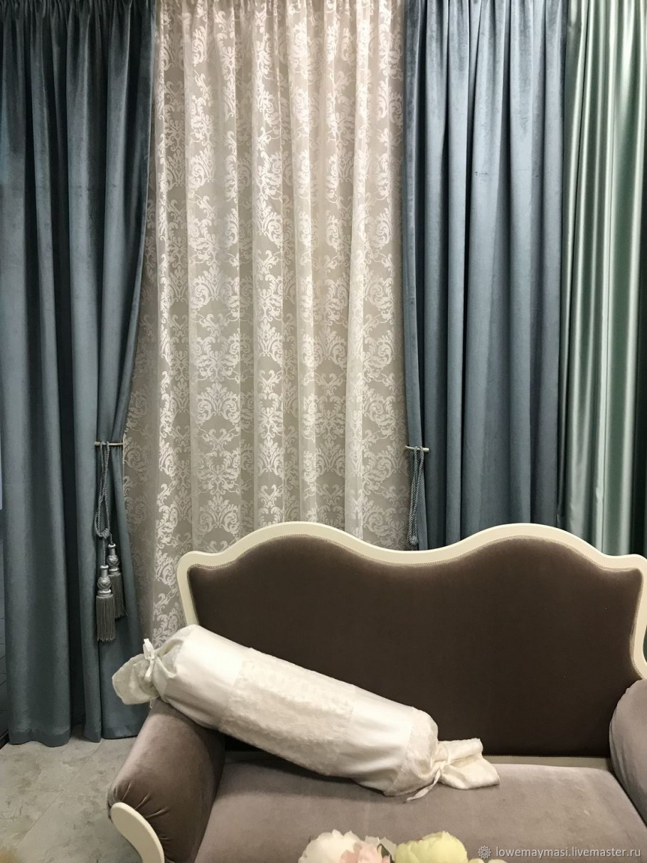 Шторы велюр бирюза