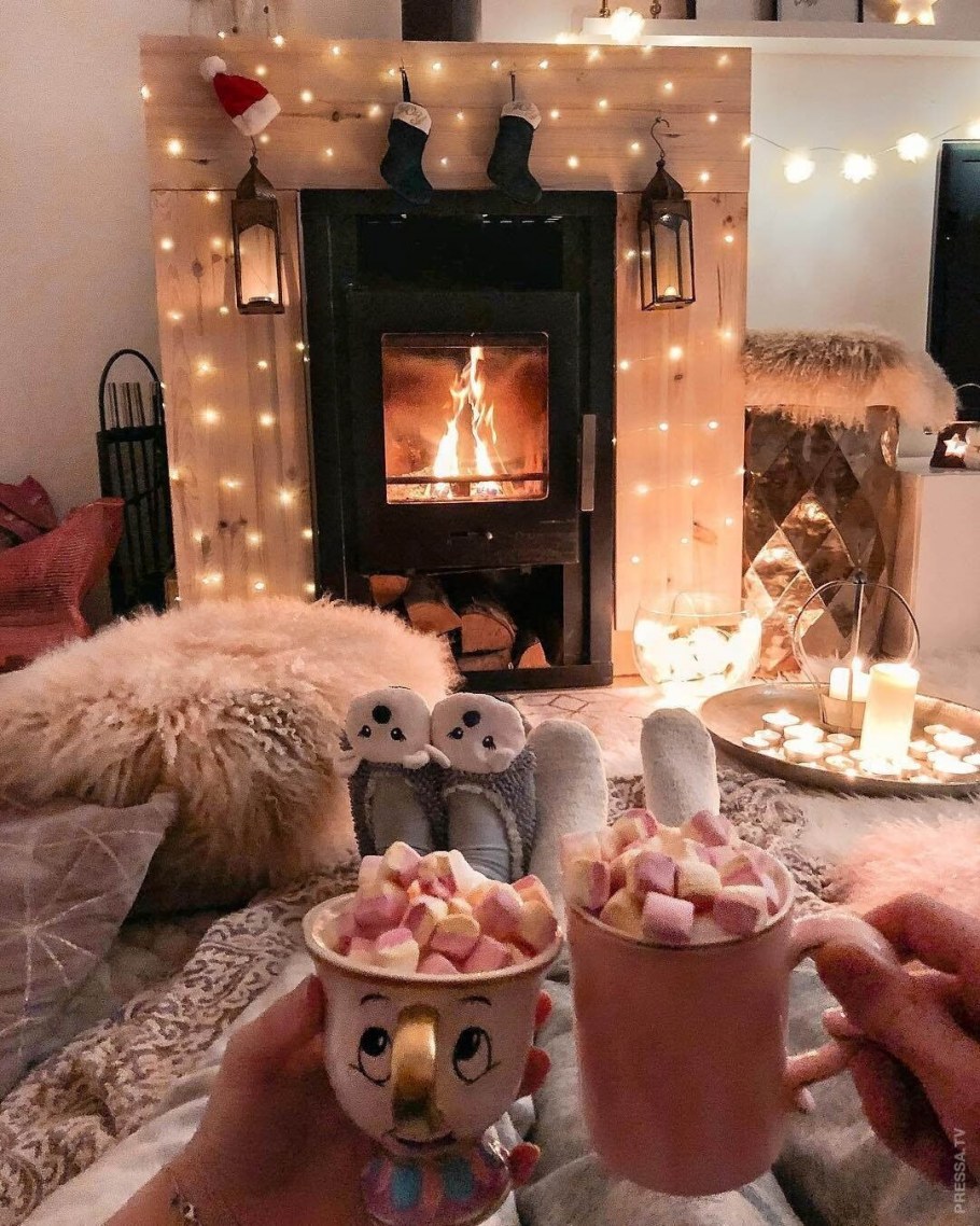Камин уют интерьер