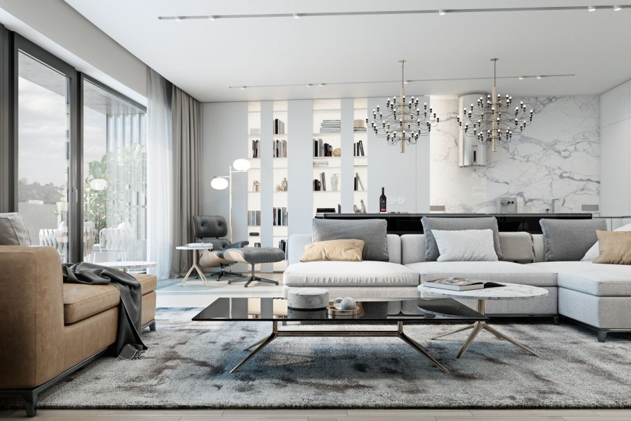 Гостиная в стиле Контемпорари дерево