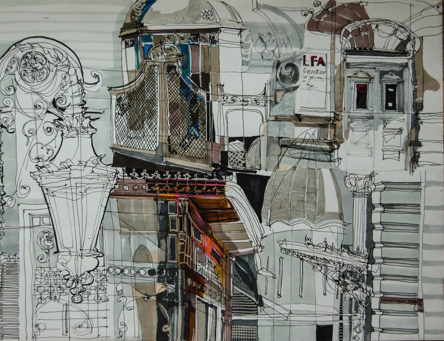 Стилизованная настенная роспись архитектура