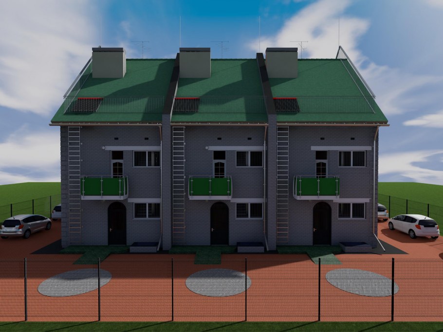 Проект таунхауса на 3 семьи