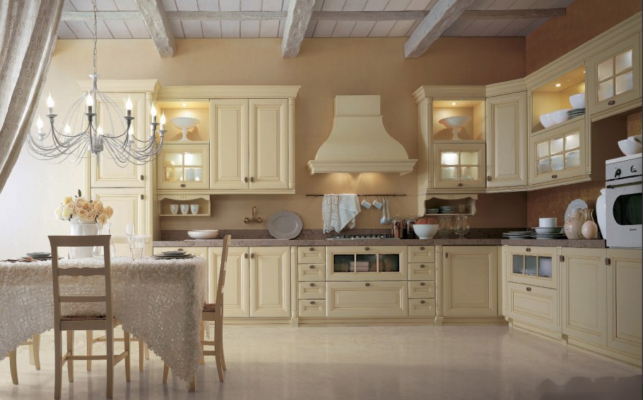 Бежевая классическая кухня