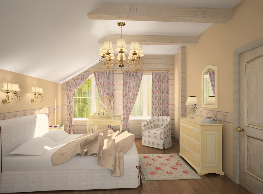 Мансардная комната в стиле Прованс