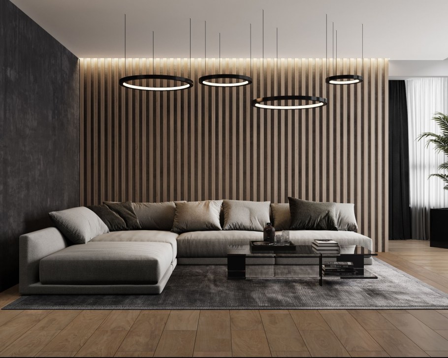 Зеркала в интерьере гостиной в современном стиле