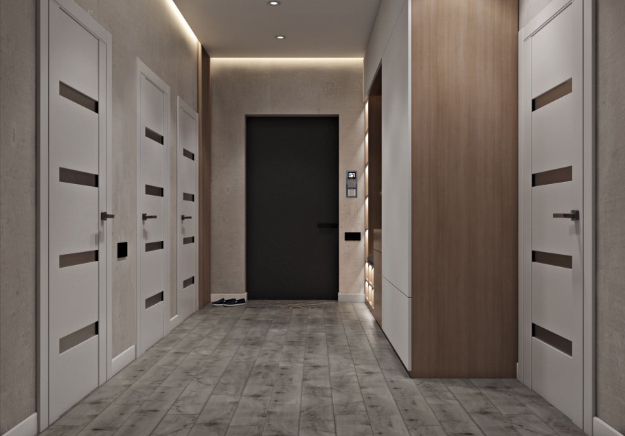 Прихожая в светло-кофейных тонах