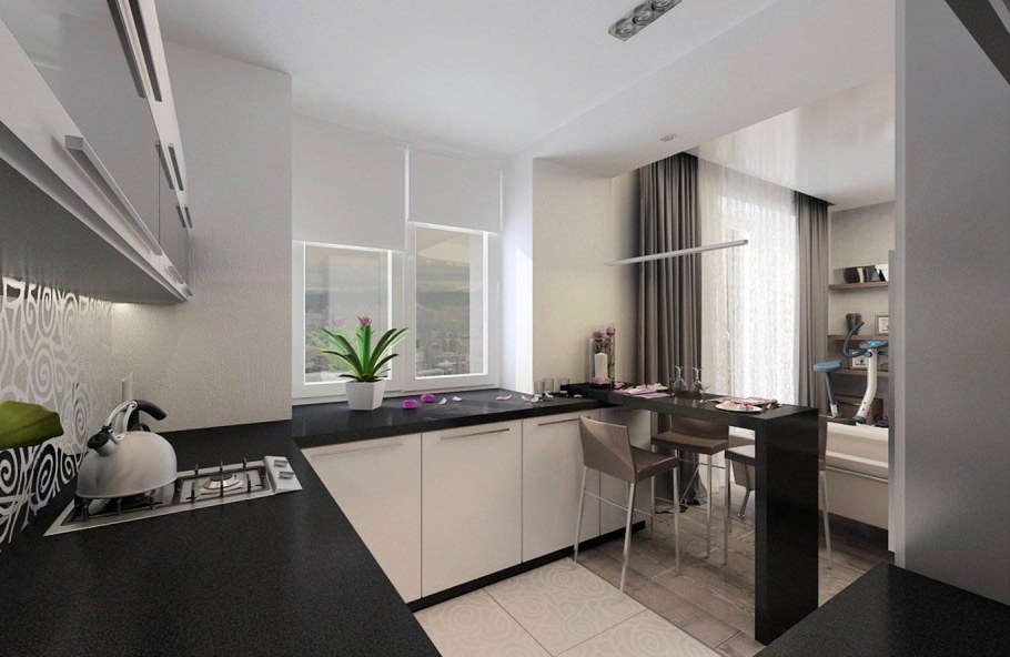 Интерьер кухни 8 метров в светлых тонах