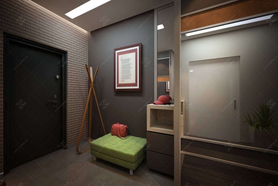 Планировка гостиной с прихожей