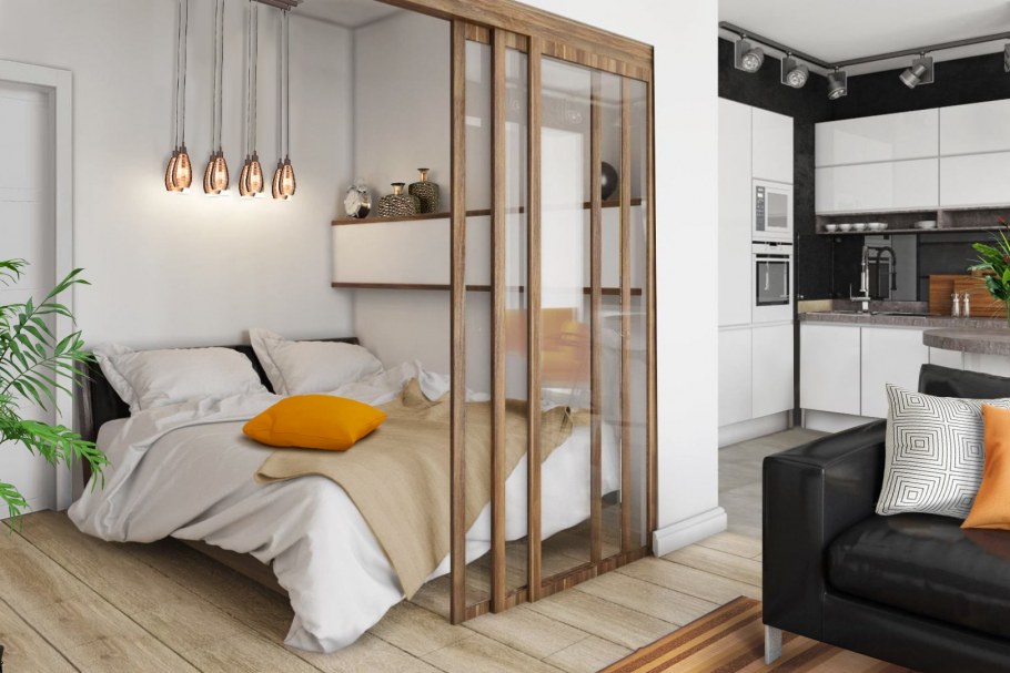 Спальня-гостиная в скандинавском стиле