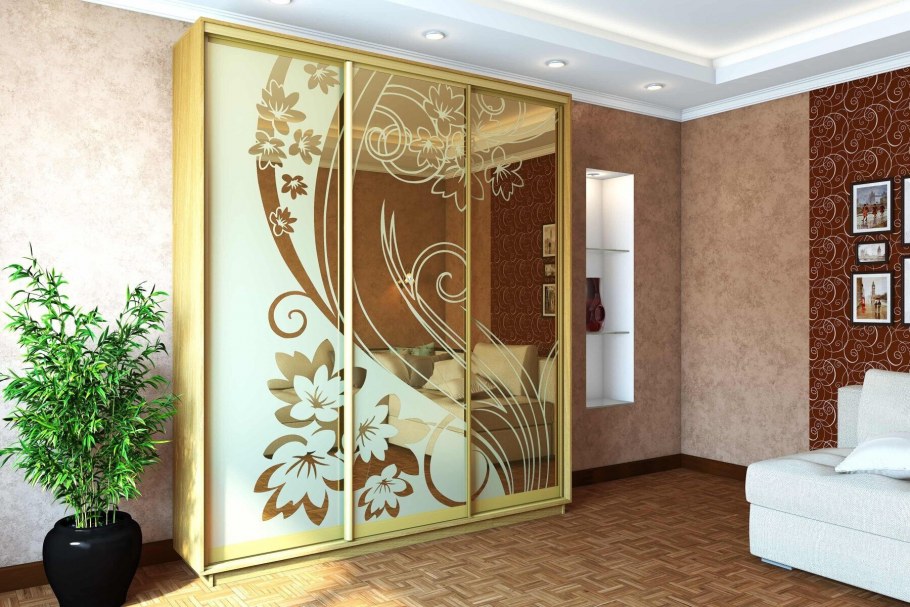 Шкаф-купе пескоструй на зеркале