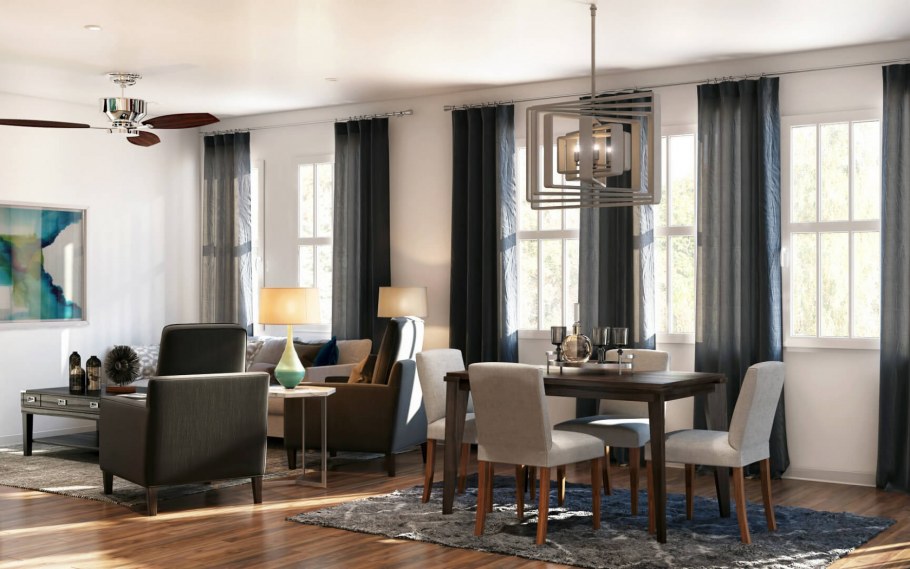 Расстановка мебели в гостиной столовой