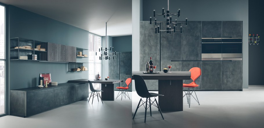 Сочетание цветов в интерьере кухни темный бетон