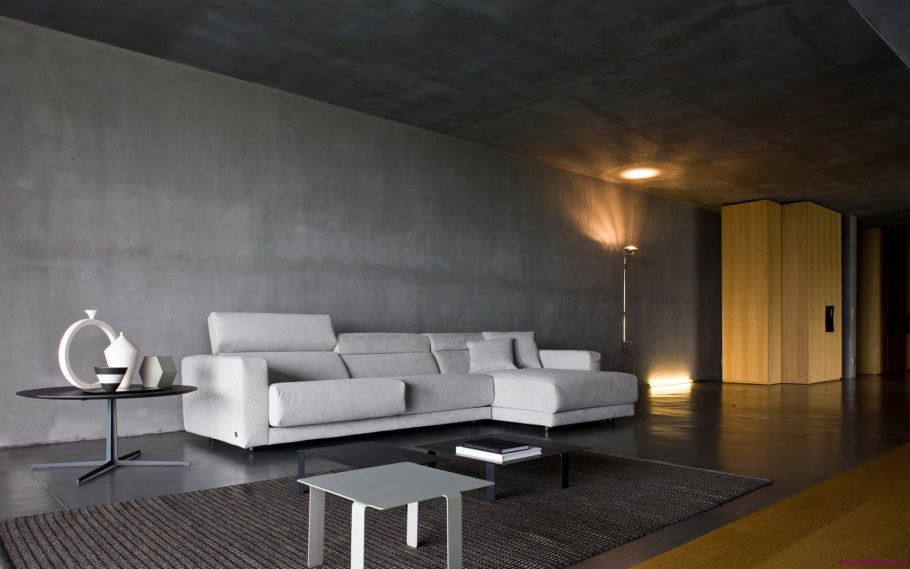 Бетонные стены в интерьере