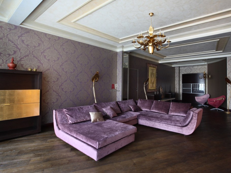 Обои под белую мебель в гостиной