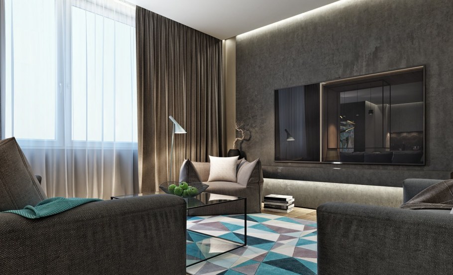 Обои в зал дизайн в доме реальные фото