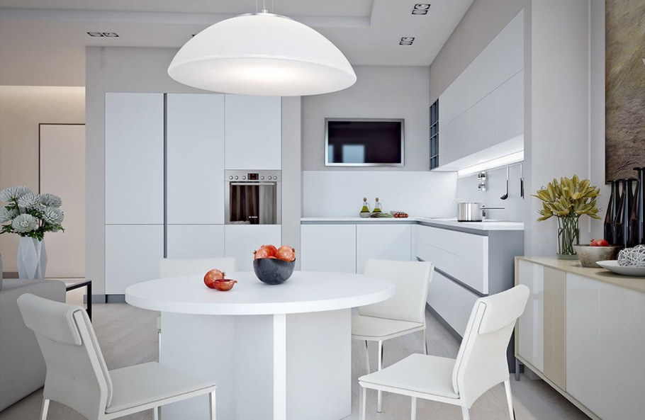 Белый интерьер маленькой квартиры