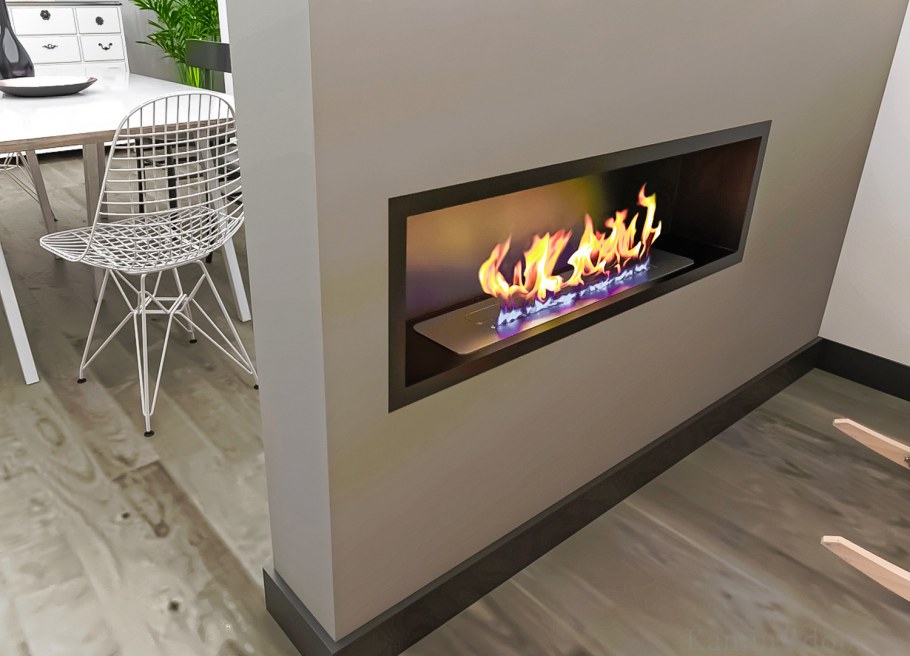 Биокамин под телевизором