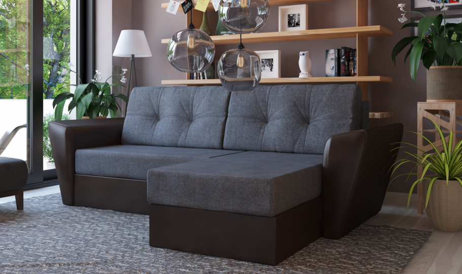 Диван угловой левый Амстердам вельвет бежевый