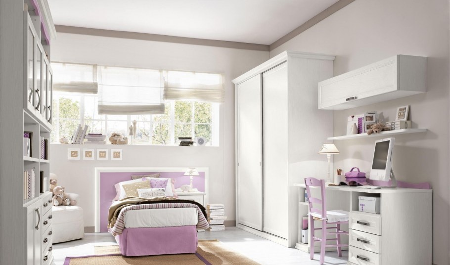 Серо розовая комната для девочки