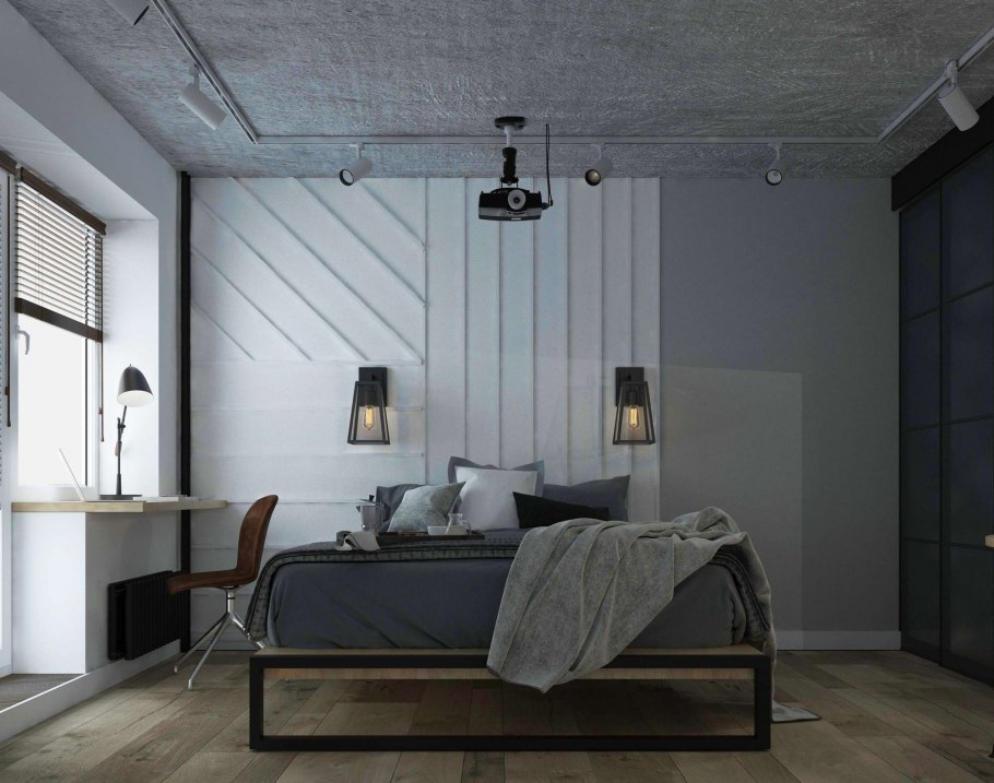 Комната с бетонными стенами