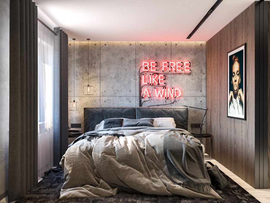 Бетон и кирпич в интерьере