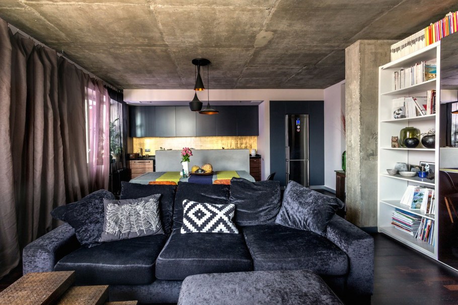 Спальня лофт светлая