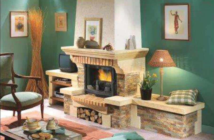 Камины в деревенском стиле
