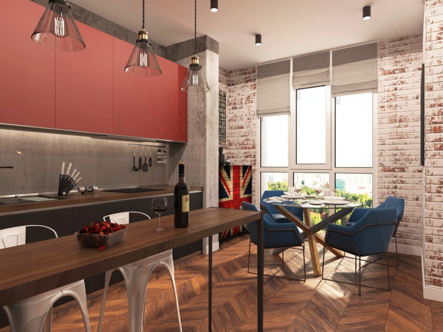 Кухня столовая лофт