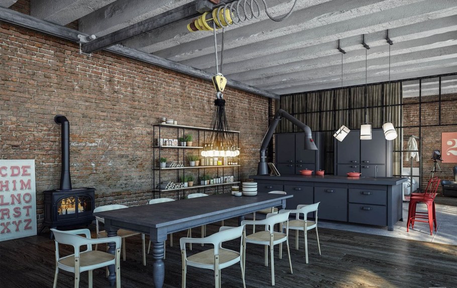 Мебель на металлокаркасе в стиле лофт обеденная группа