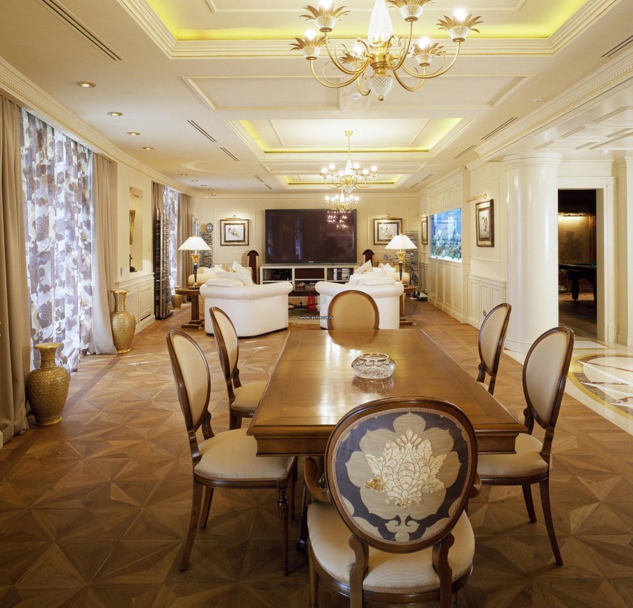 Гостиные столовые в классическом стиле