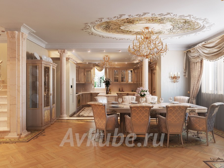 Интерьеры загородных домов и коттеджей в классическом стиле