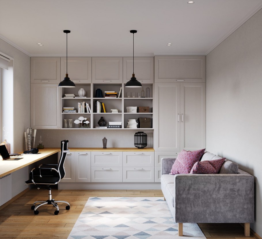 Гостиная кабинет в скандинавском стиле
