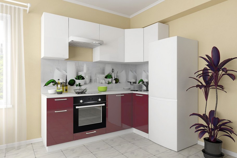 Кухня Валерия м 04 бордовый глянец