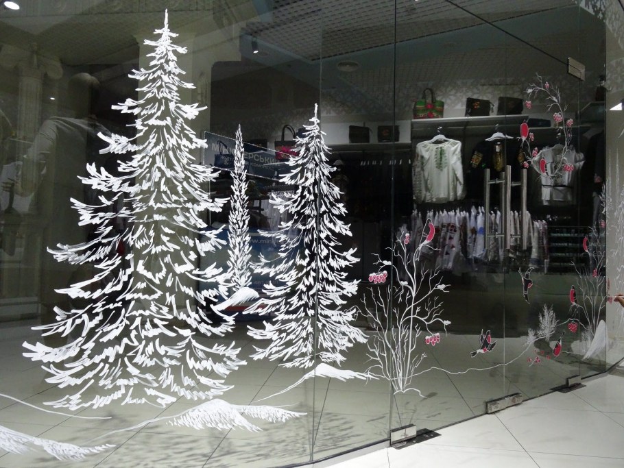 Новогодняя витрина своими руками в школу подделка