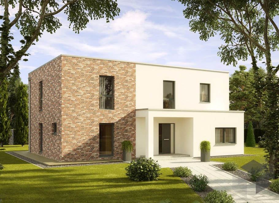 Двухэтажный дом в средиземноморском стиле с плоской крышей