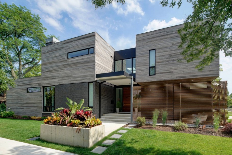 Zx108 современный двухэтажный дом с большой площадью остекления.