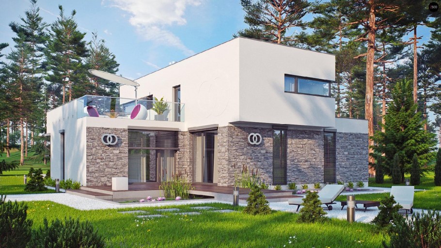 Современный дом с плоской кровлей