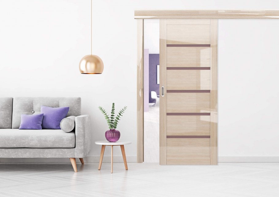 Царговые двери капучино в интерьере