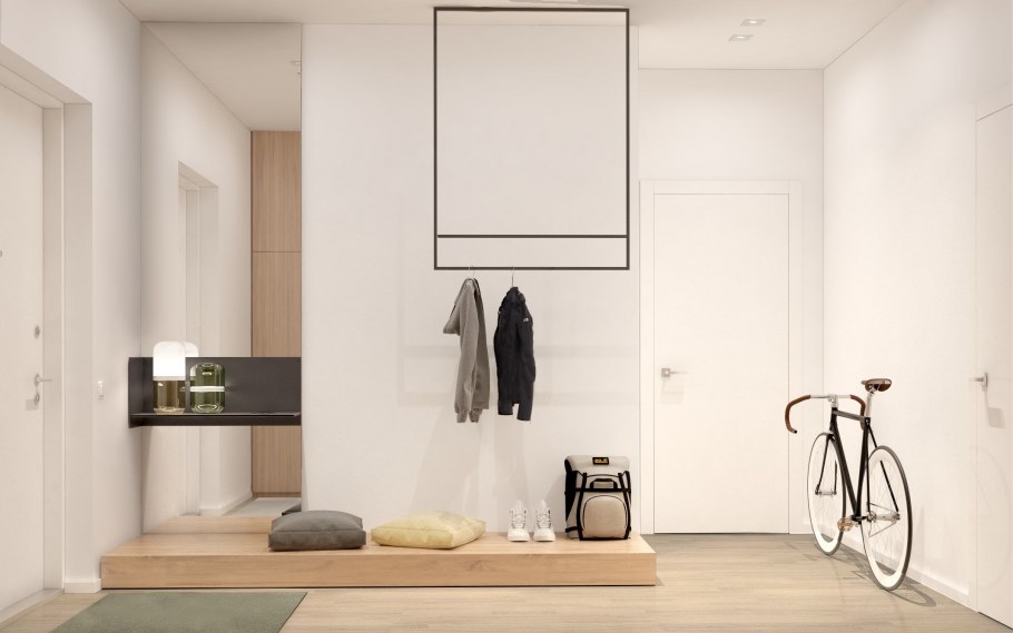 Прихожая с зеркалом в современном стиле