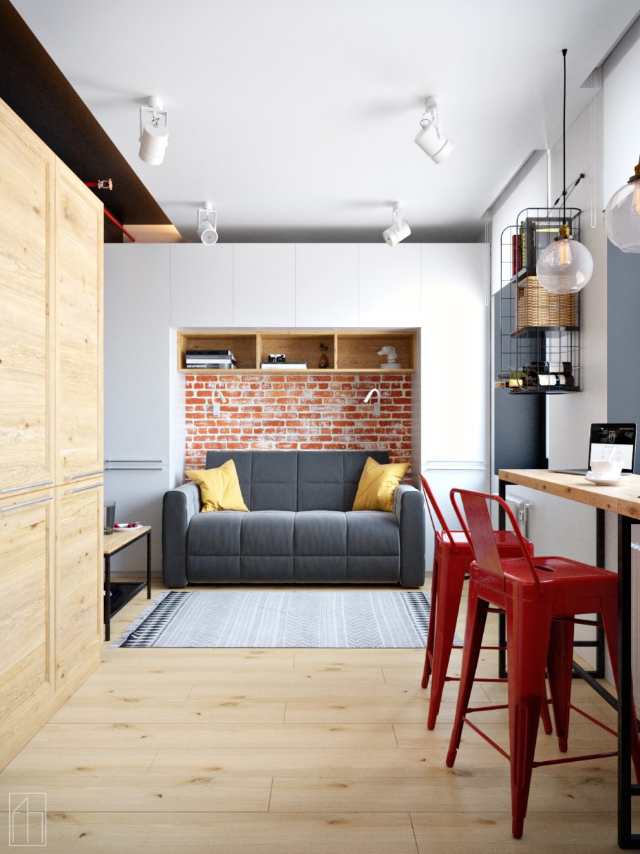 Кухня в лофт студии 20 кв.м