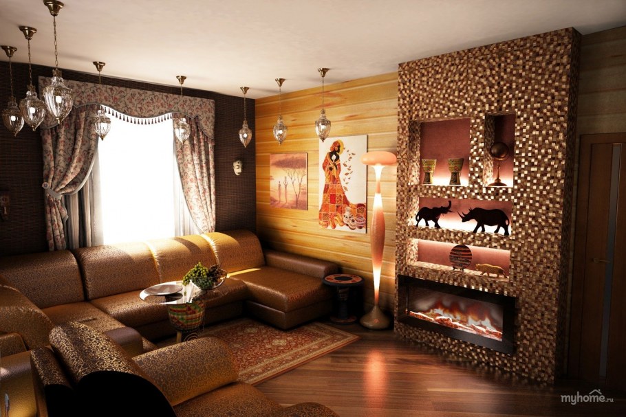 Интерьер зала в африканском стиле