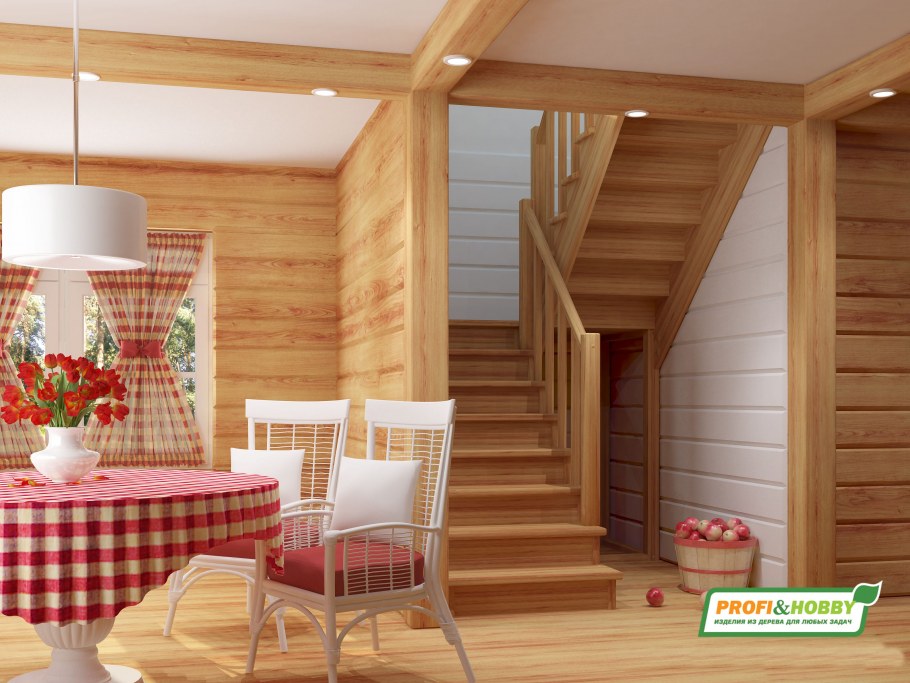 Гостиная в деревянном доме