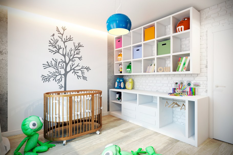 Белый кирпич в детской