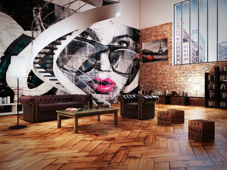 Стена обшитая деревом