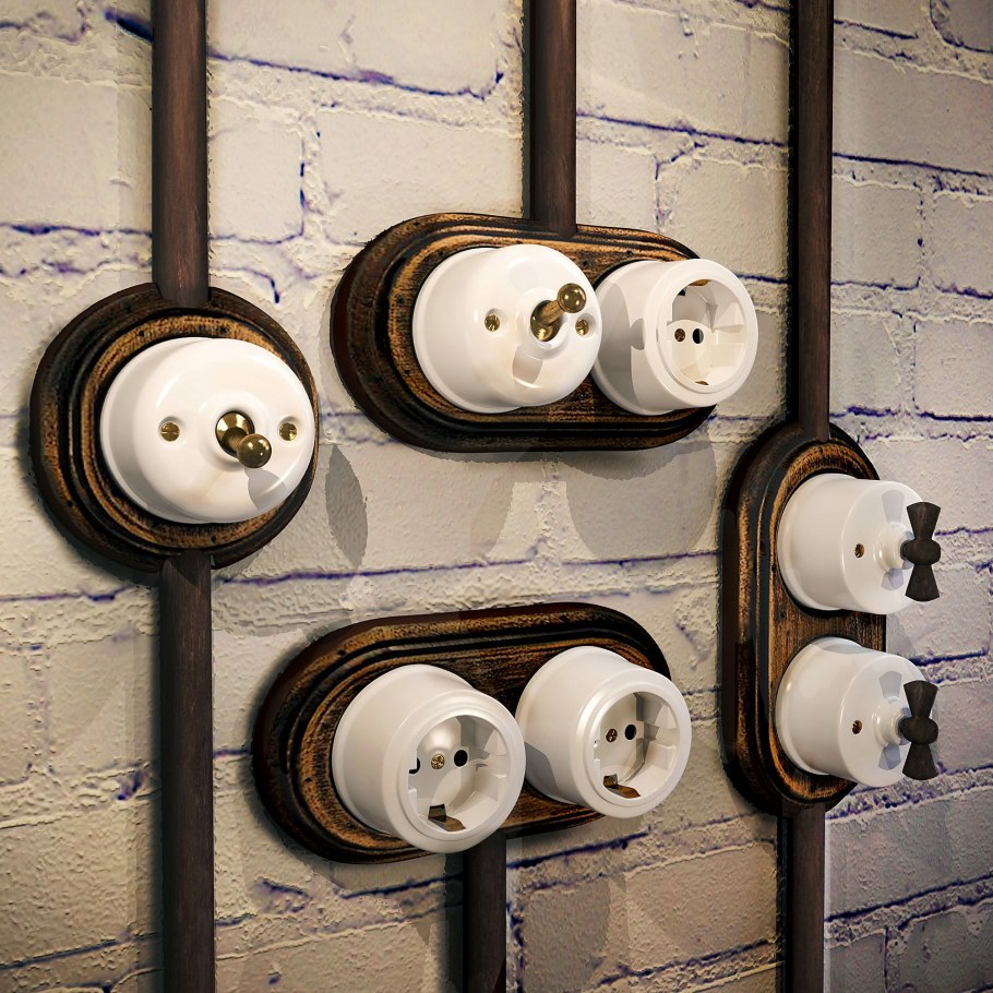 Розетки и выключатели в стиле лофт