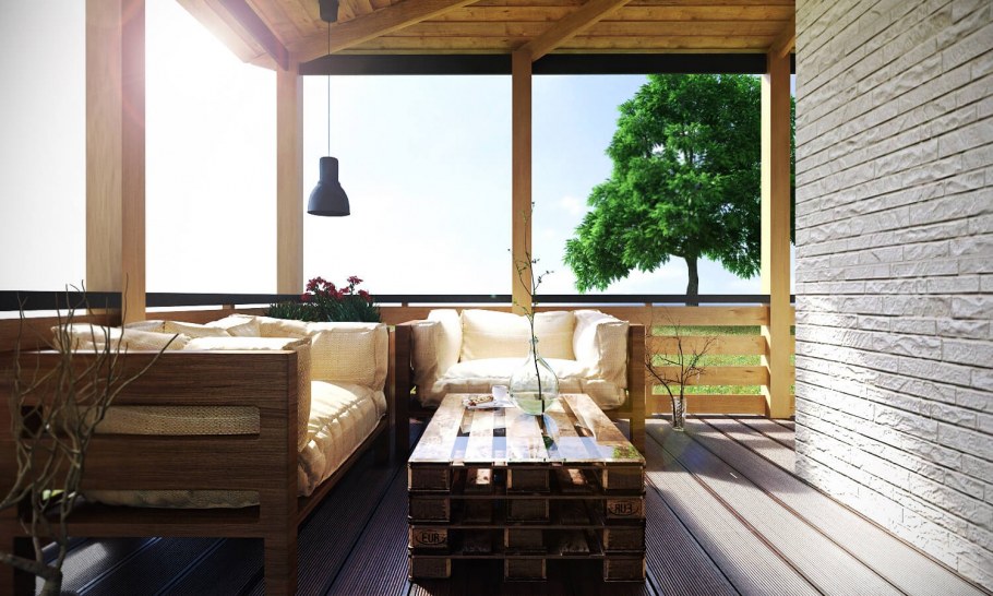 Отделка стен на веранде