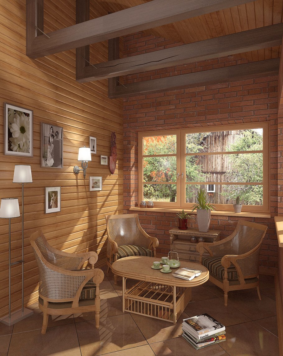 Интерьер веранды в частном доме