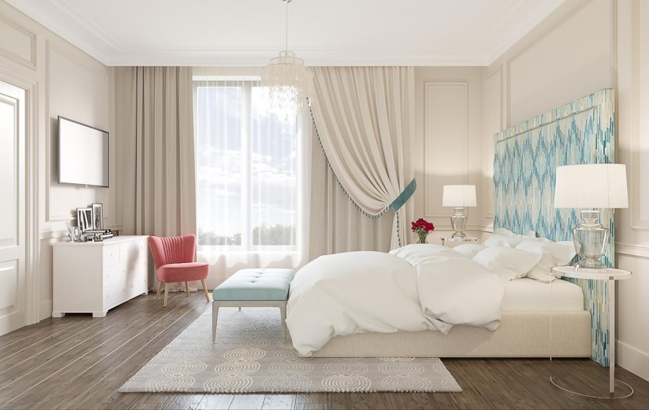 Спальня в молочных тонах