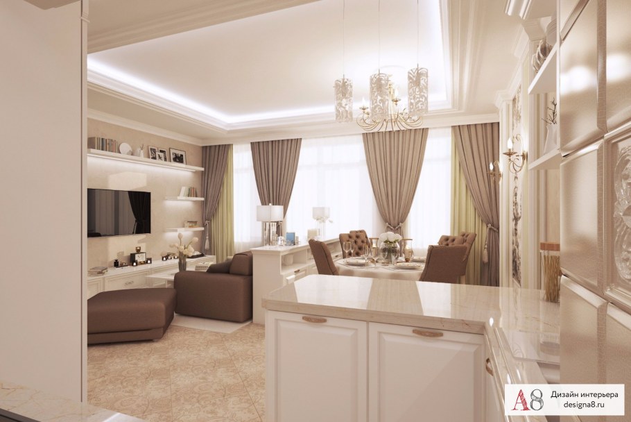 Дизайнер двухкомнатной квартиры 56 кв.м