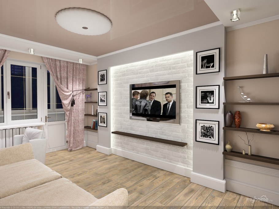 Интерьер зала в двухкомнатной хрущевке